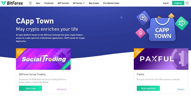 BitForex cho phép mỗi khách hàng đều có thể đăng ký CApp Town riêng