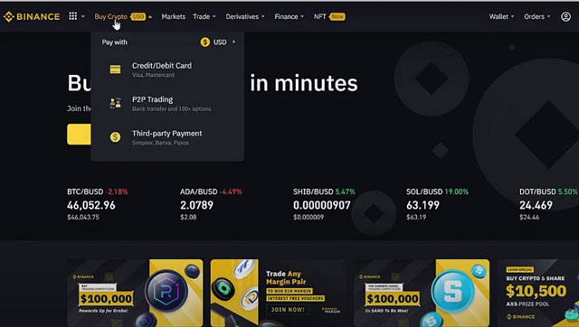 Buy Crypto là công cụ giúp bạn mua bán tiền điện tử tại sàn Binance