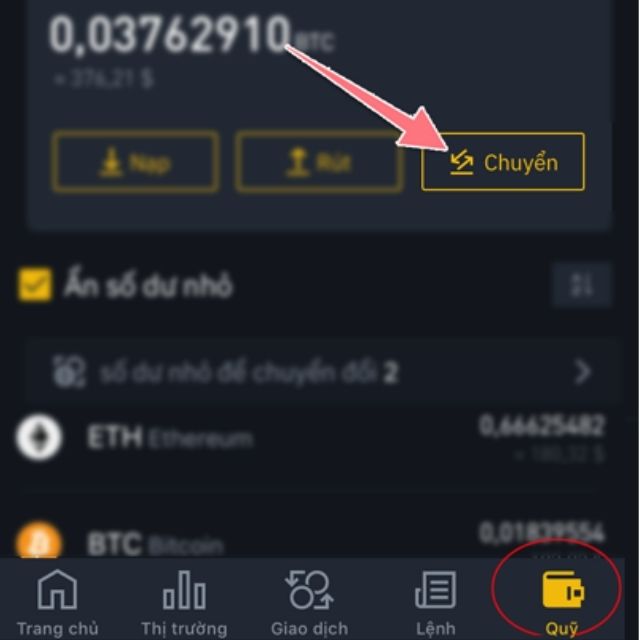 Cách chuyển đồng coin từ vì Fiat sang ví giao ngay