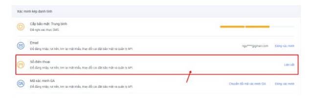 Chọn vào "Liên kết" trong mục SĐT