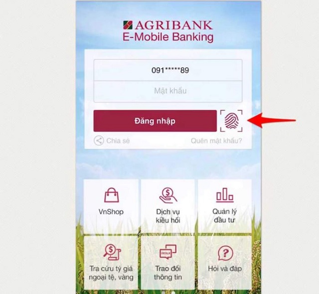 Đăng nhập vào ứng dụng Mobile Banking của Agribank