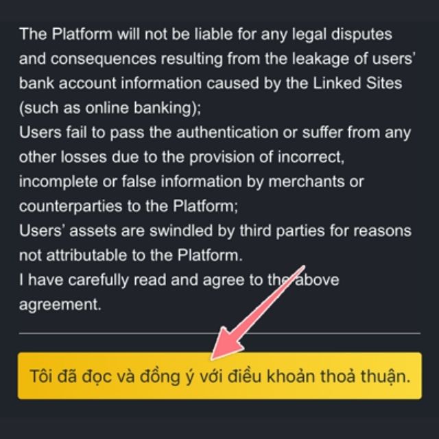 Đồng ý với những điều khoản thỏa thuận khi giao dịch