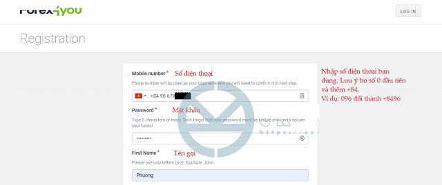 Điền đầy đủ thông tin vào Forex4you