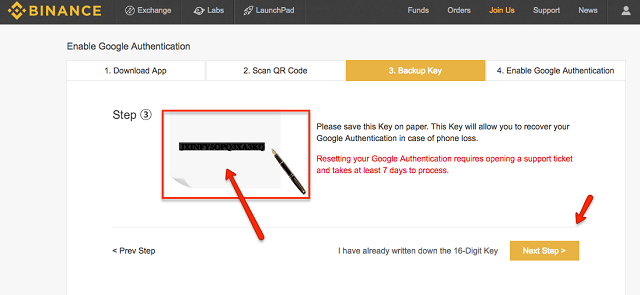 Hoàn tất thiết lập cho Authy cho tài khoản Binance