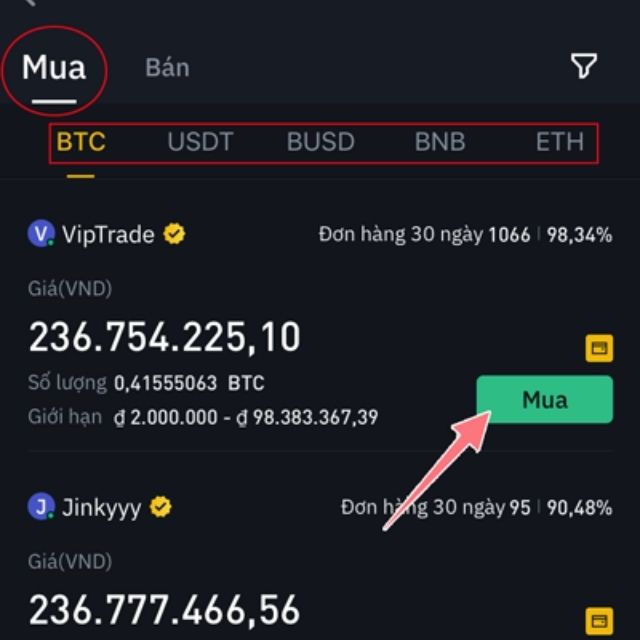 Lựa chọn loại coin muốn mua và nhập cụ thể số lượng