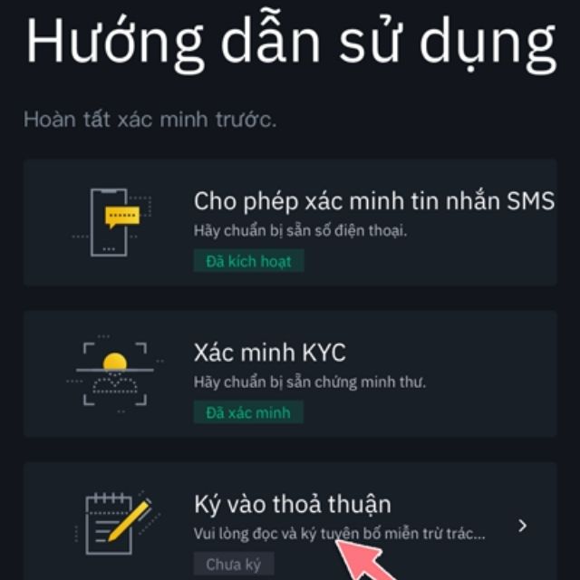 Lựa chọn phần Ký vào thỏa thuận trong mục hướng dẫn sử dụng