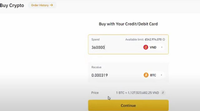 Mua coin bằng Credit/Debit Card cũng là giao dịch rất đơn giản và phổ biến