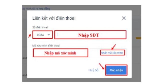 Nhập mã xác minh và xác nhận