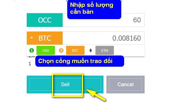 Nhập số coin cần bán