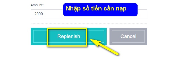 Nhập số tiền cần nạp