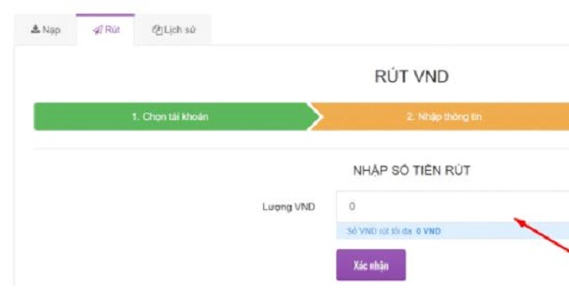 Nhập số tiền cần rút và chọn xác nhận