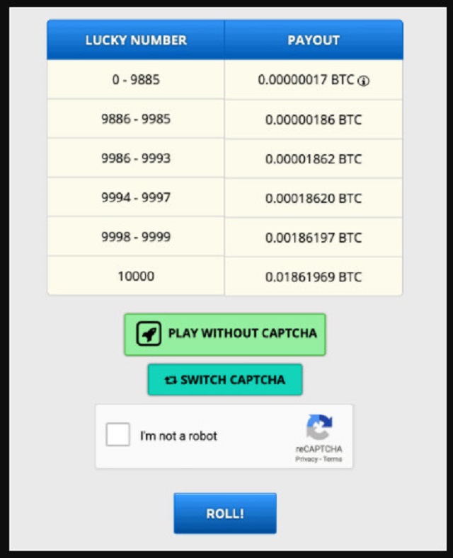 Số lượng Bitcoin nhận được sau mỗi lần ROLL còn phụ thuộc vào may mắn của từng người chơi