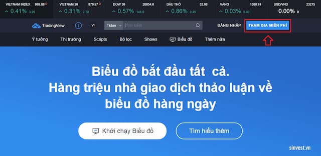 Truy cập vào trang web của TradingView