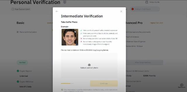 Upload các giấy tờ cá nhân để xác nhận tài khoản Intermediate Verification