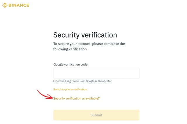 Xác minh tài khoản để lấy lại mã 2FA trên sàn giao dịch Binance 