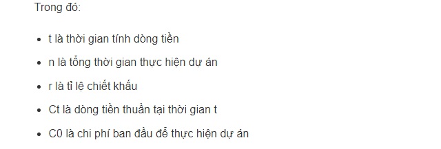 Ý nghĩa của các ký hiệu trong công thức tính chỉ số IRR hoàn hảo 